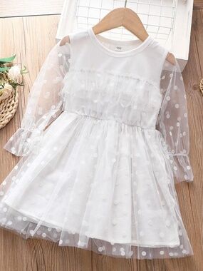 NEW with Tags White Polkadot Tulle toddler dress 18-24 months PatPat